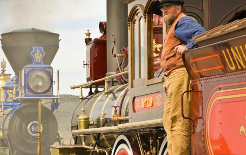 Golden Spike Trains with Train Conductor at the Golden Spike National Historic Park